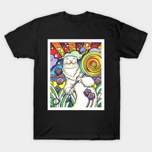 Cosmic Lollipop Ferret - White Outlined Version T-Shirt